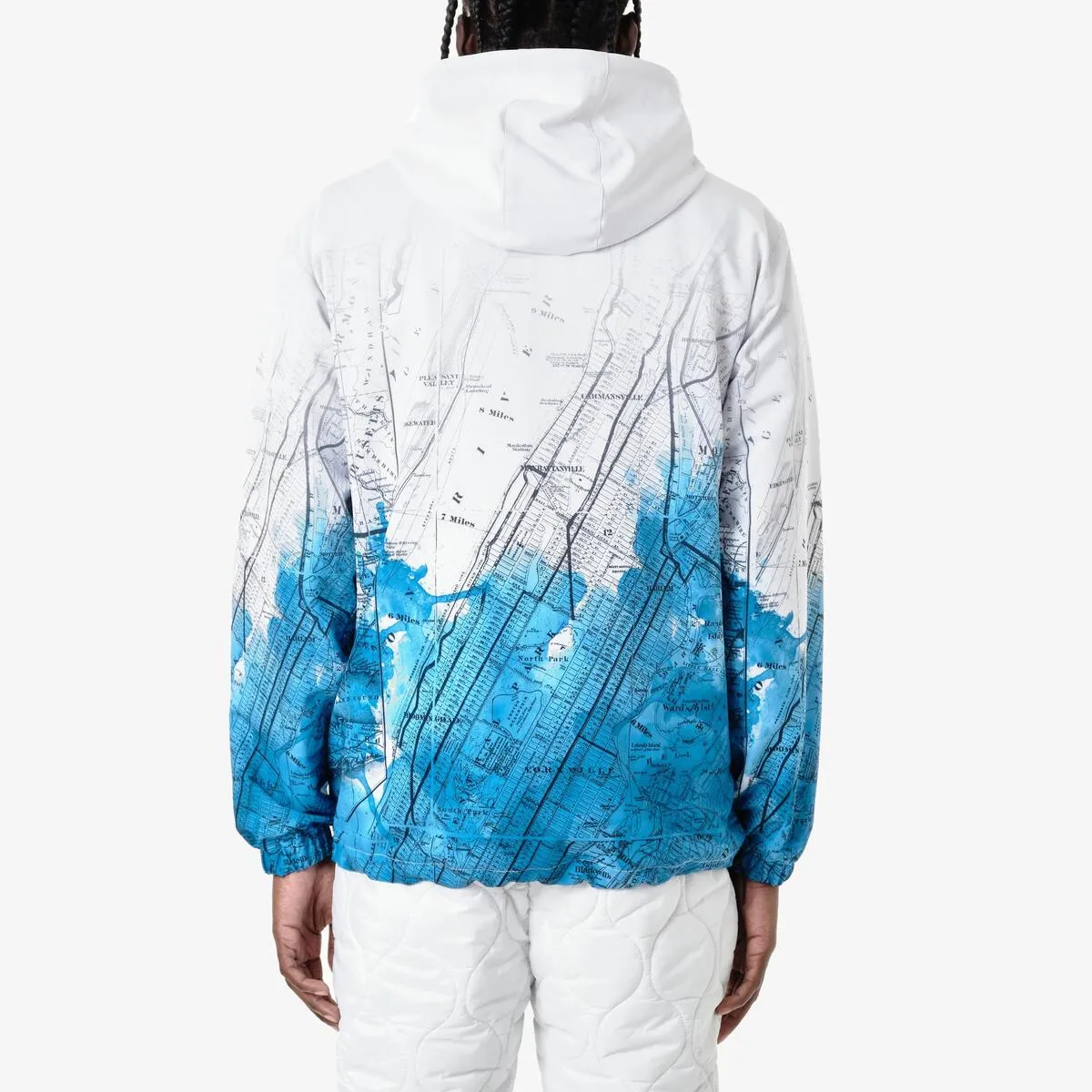 Life Code Map Windbreaker Jacket (White/Blue)