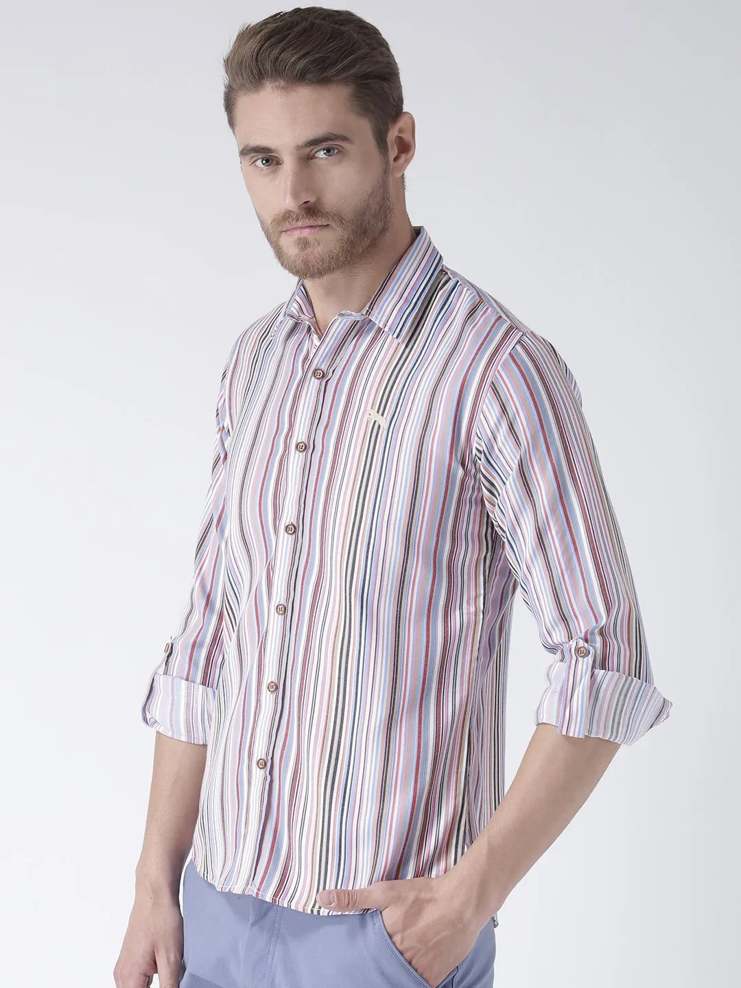 Men Multi Regular Fit Striped Casual Shirt