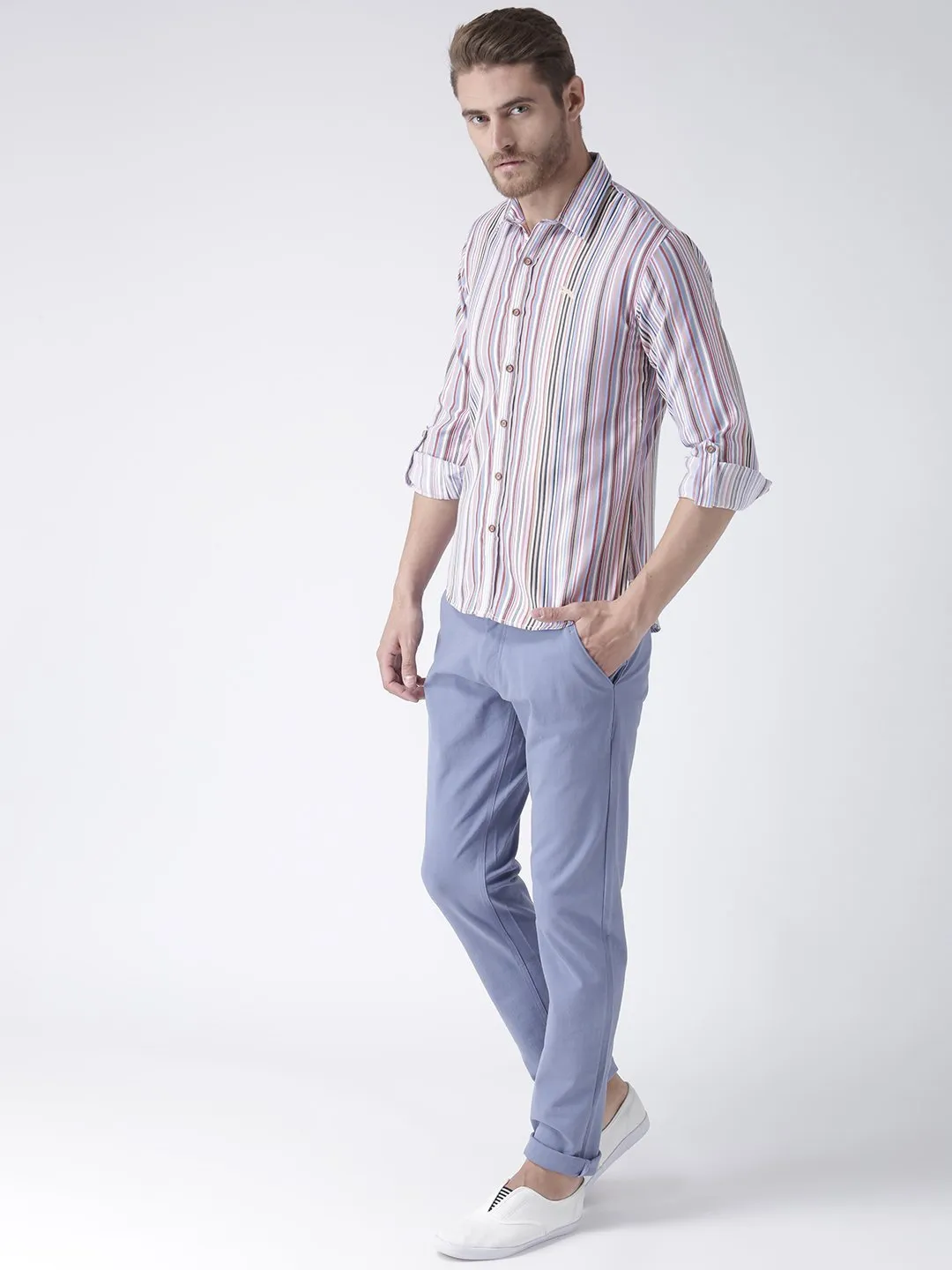 Men Multi Regular Fit Striped Casual Shirt