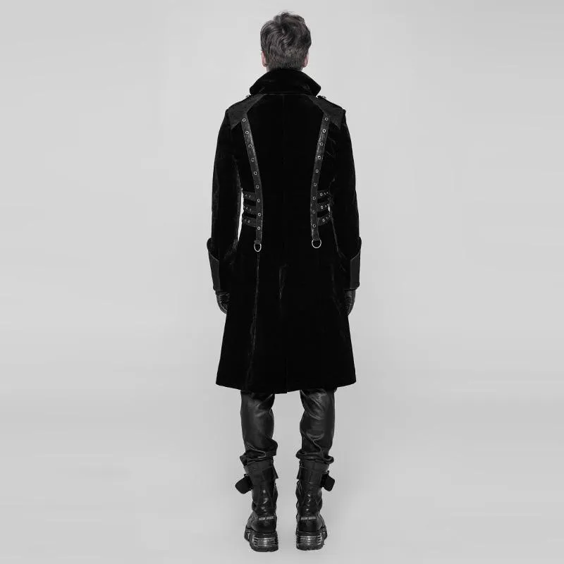 Men's Faux Leather Embellished Faux Leather Punk Coat