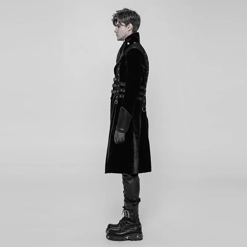 Men's Faux Leather Embellished Faux Leather Punk Coat