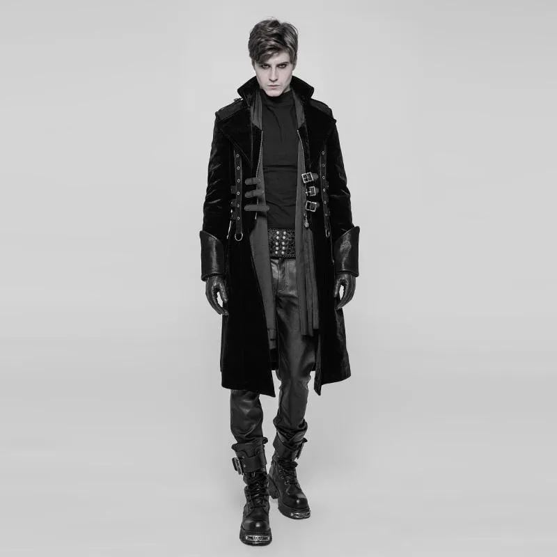 Men's Faux Leather Embellished Faux Leather Punk Coat