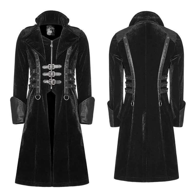 Men's Faux Leather Embellished Faux Leather Punk Coat