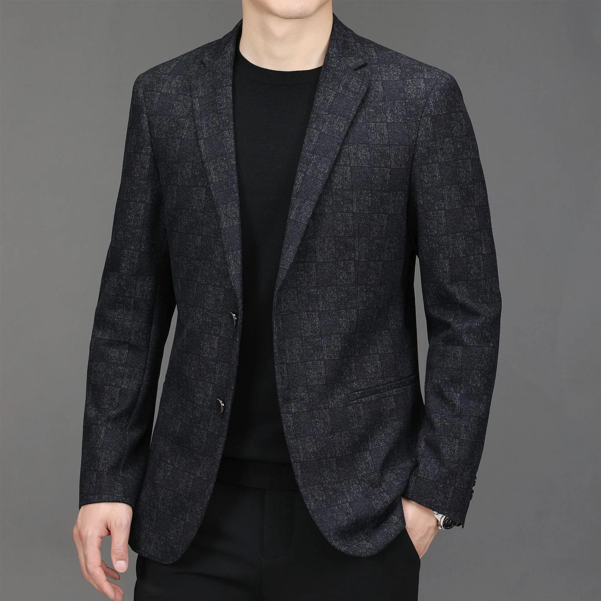 Men's simple casual grilled slim business suit