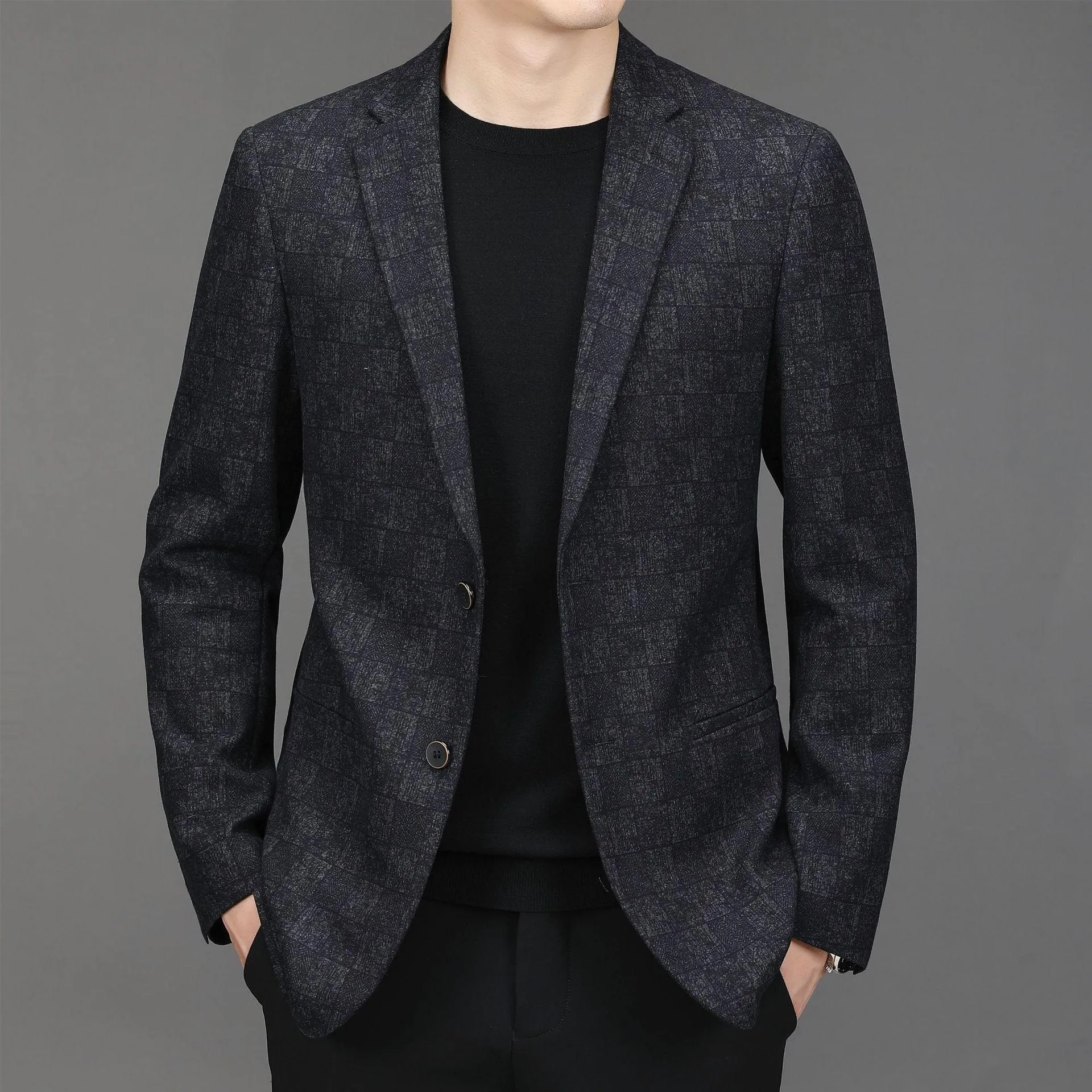 Men's simple casual grilled slim business suit