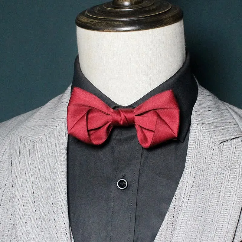 Men's Simple Trendy Soild Color Suit Shirt Bow Tie