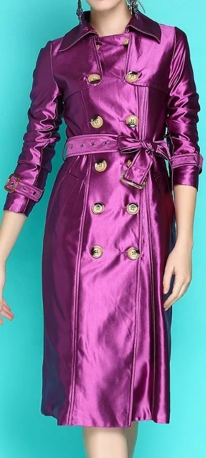 Metallic Trench Coat, Purple or Blue