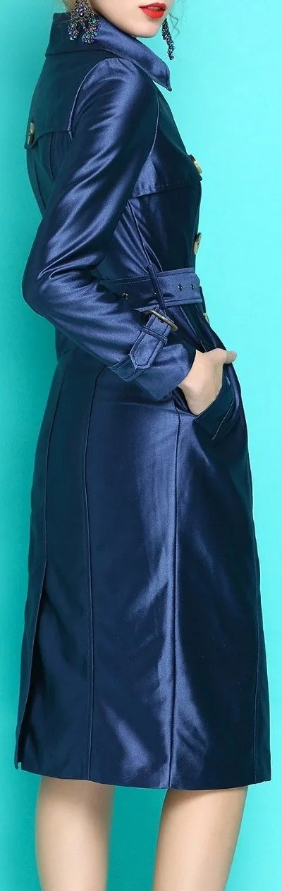 Metallic Trench Coat, Purple or Blue