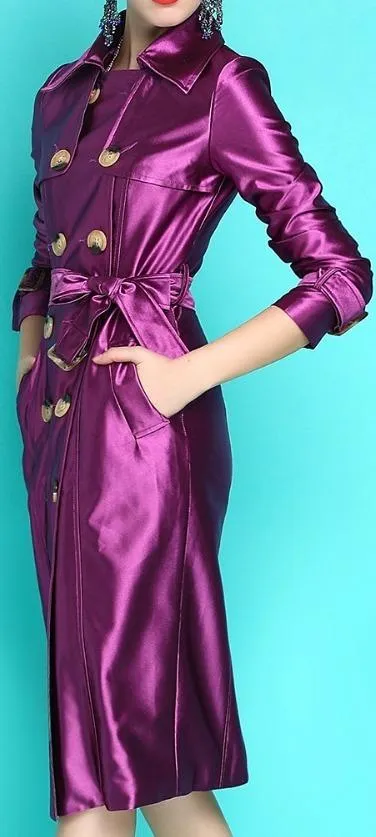 Metallic Trench Coat, Purple or Blue