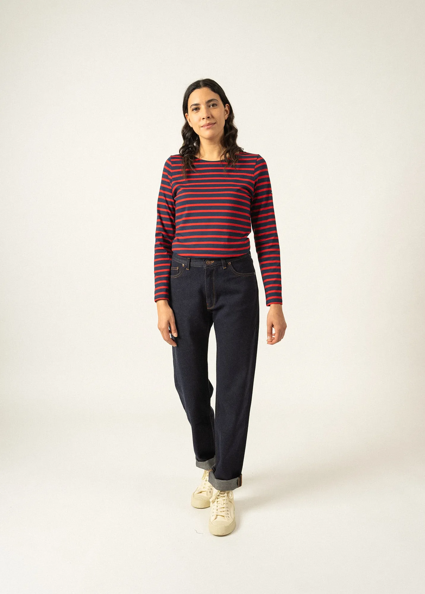 Minquidame striped sailor shirt - regular fit, in light cotton (MARINE/TULIPE)