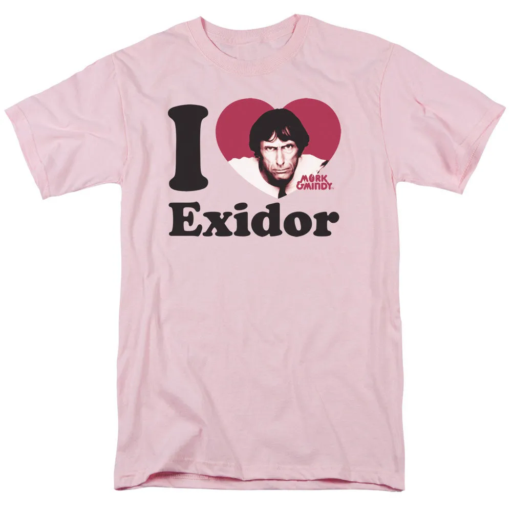 Mork & Mindy I Heart Exidor Mens T Shirt Pink