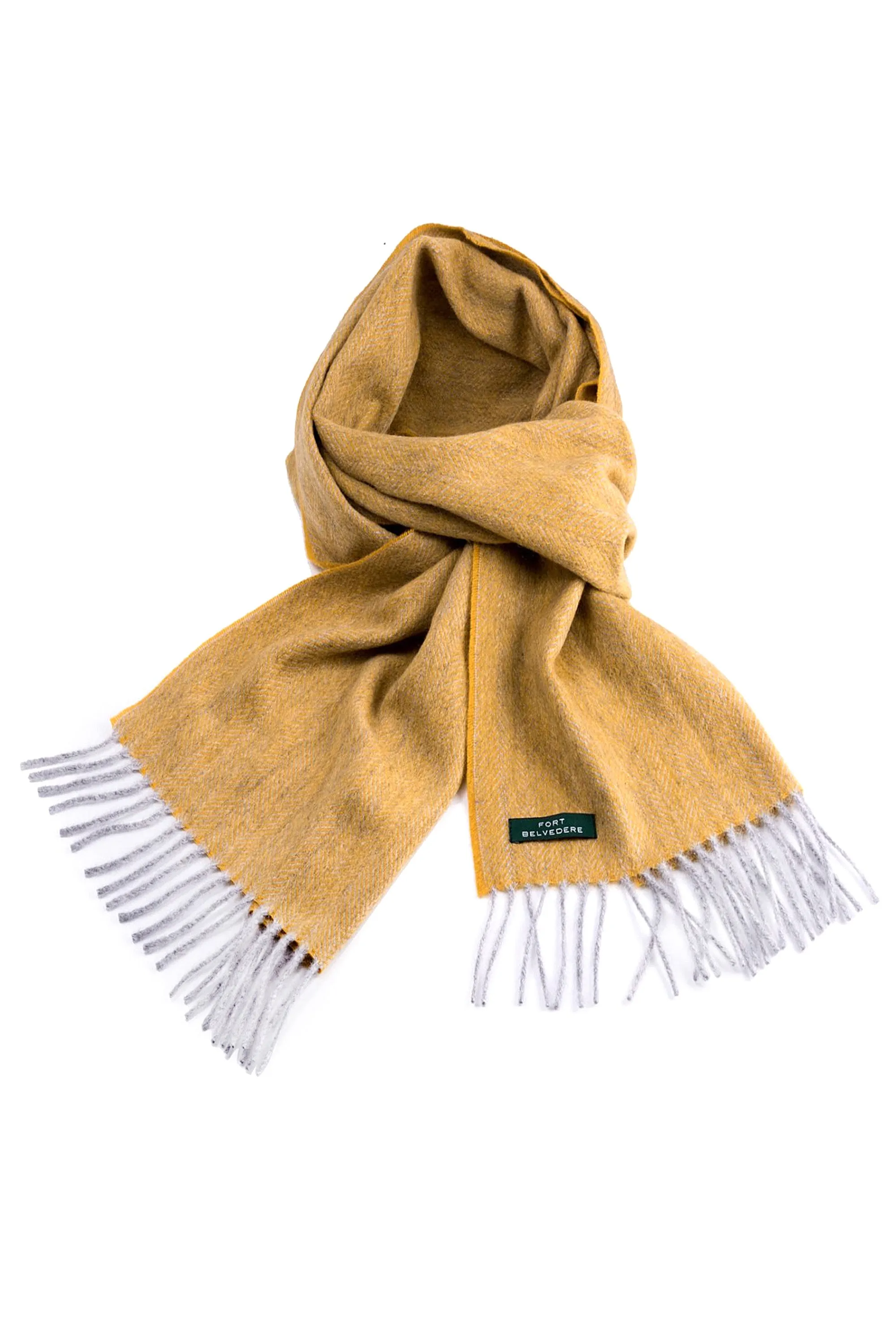 Mustard Yellow Herringbone Cashmere Scarf