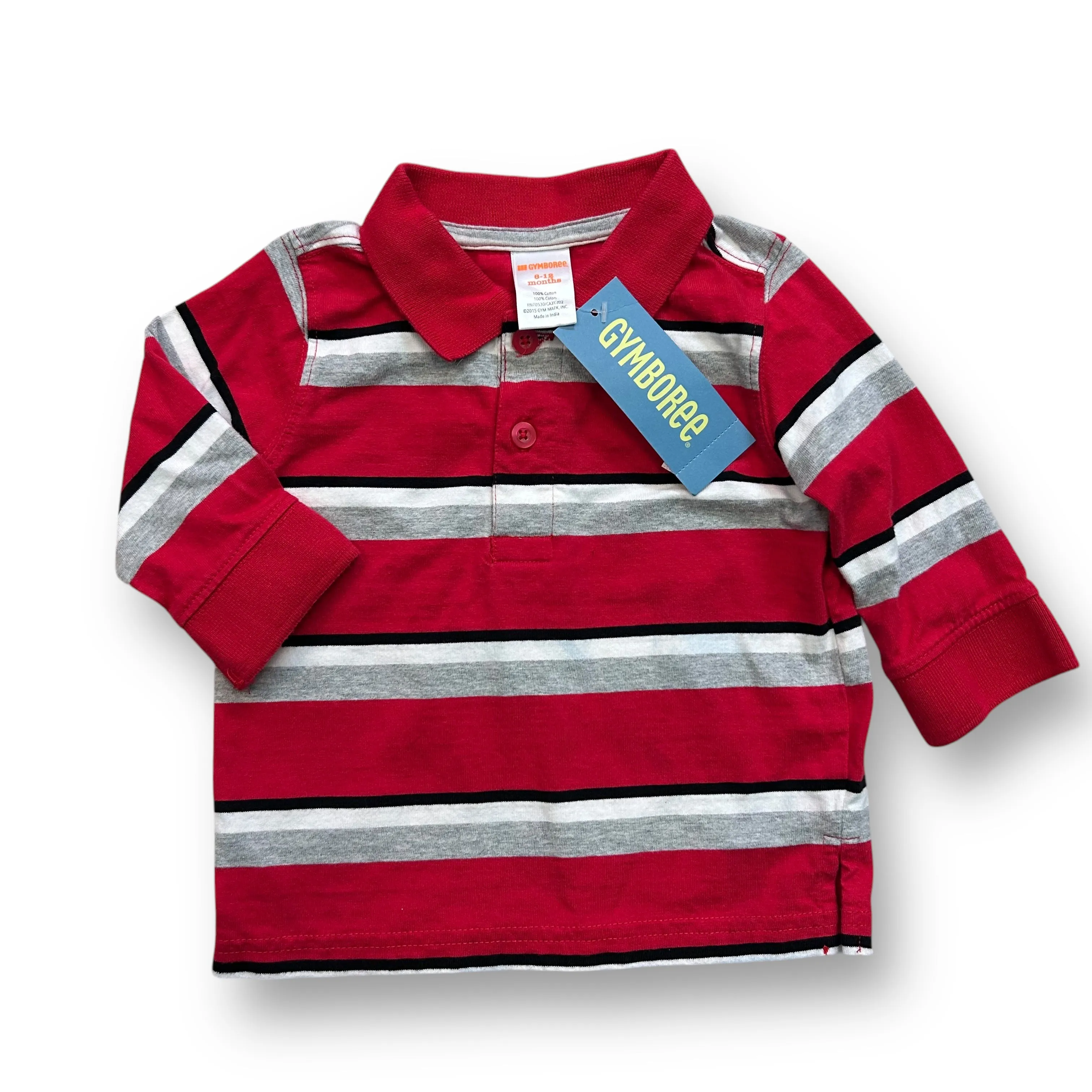 NEW! Boys Gymboree Size 6-12 Months Striped Long Sleeve Polo Shirt