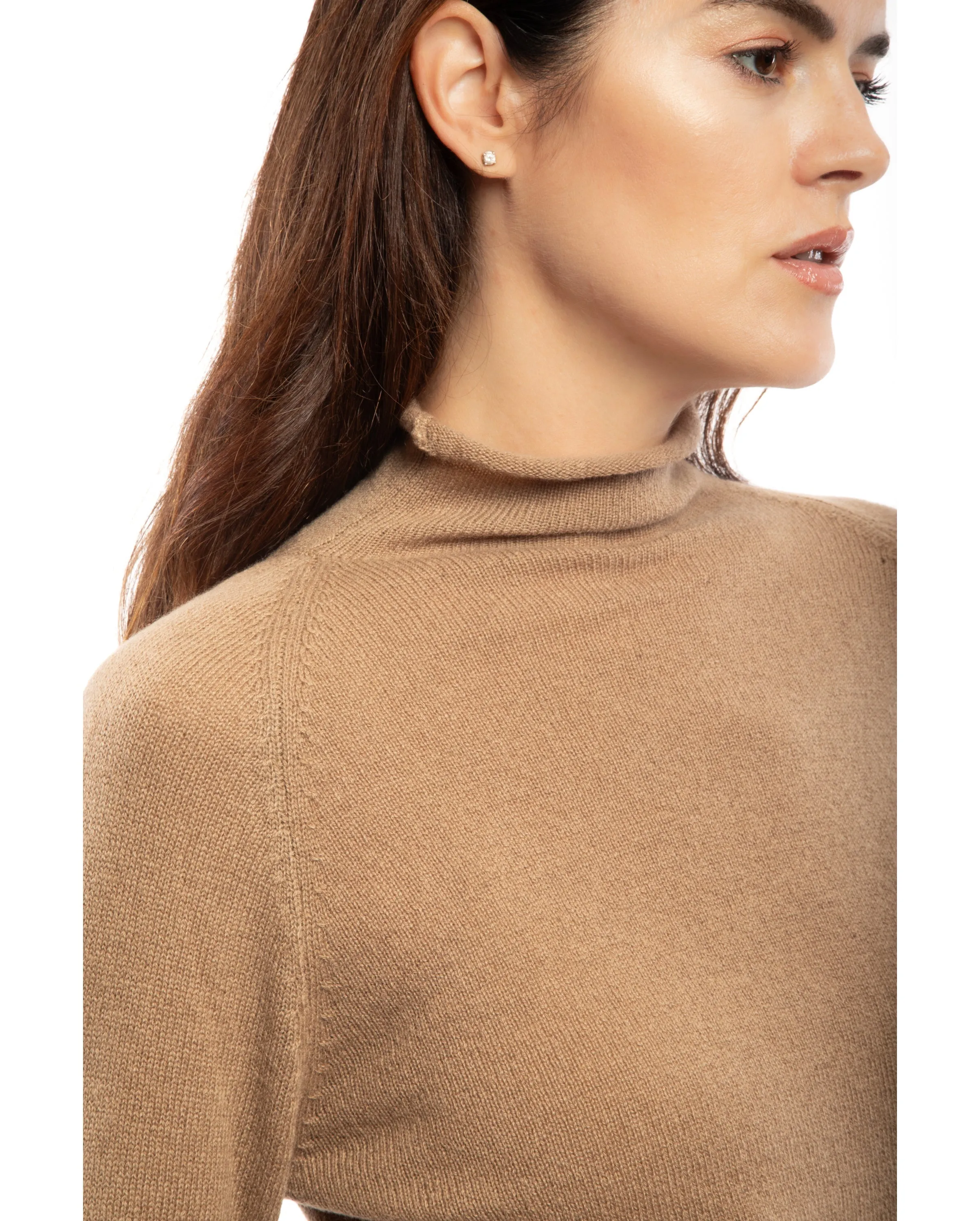 NEW FALL 24 - Women's Ultralight Cashmere Raglan Turtleneck Melange Gray