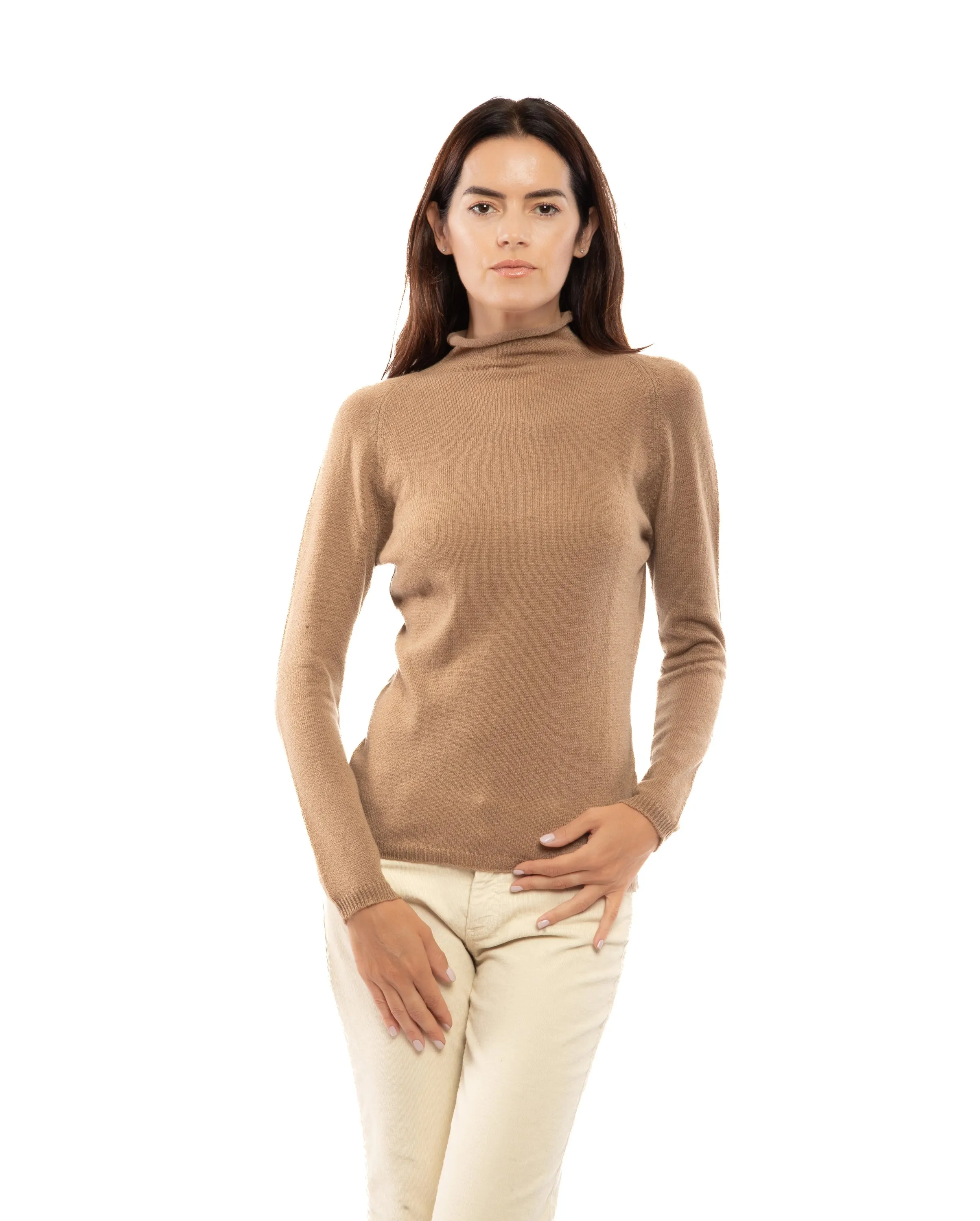 NEW FALL 24 - Women's Ultralight Cashmere Raglan Turtleneck Melange Gray