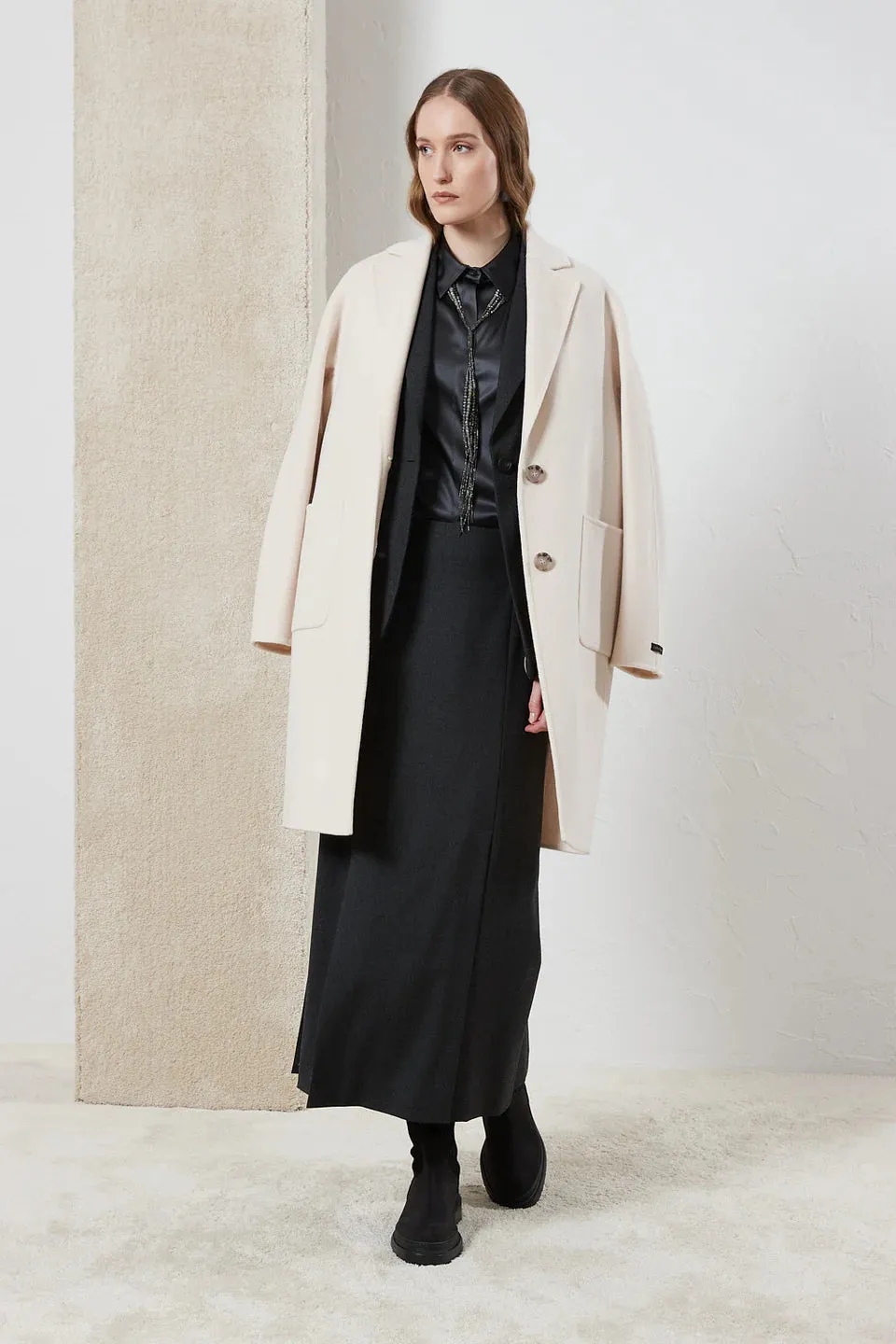 New Wool & Cashmere Coat - Barley