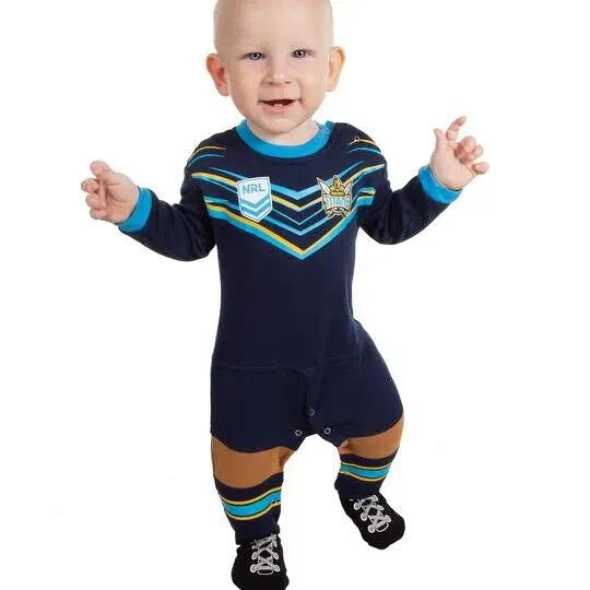 NRL Footy Suit Body Suit - Gold Coast Titans - Dark Blue - Baby Toddler Infant