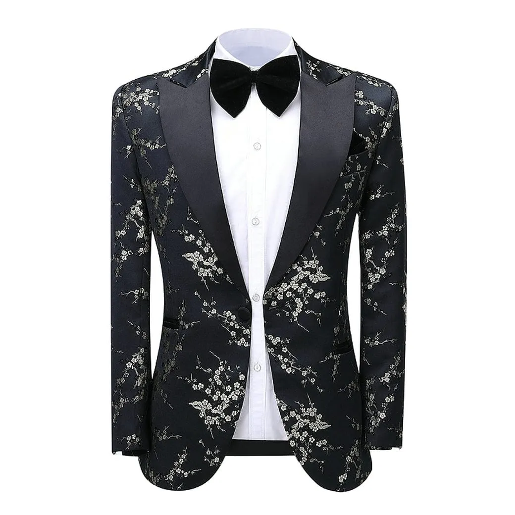 Patterned Tuxedos Formal Peak Lapel 2 Pieces Mens Suit (Blazer Pants)