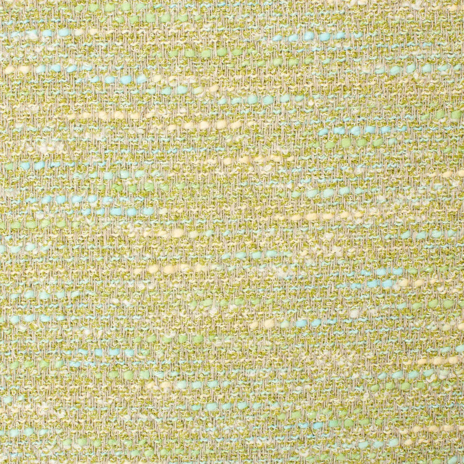 Pea Green & Multi-Coloured Linen Blend Bouclé