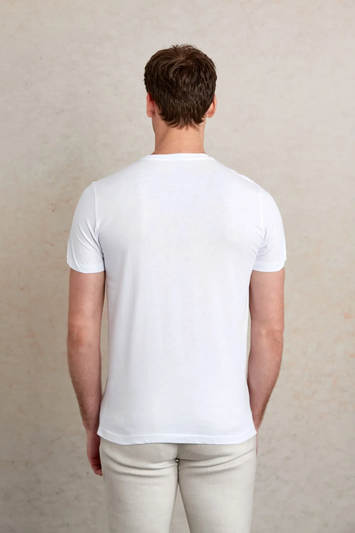 Regular Fit White Basic Cotton Crew Neck T-Shirt