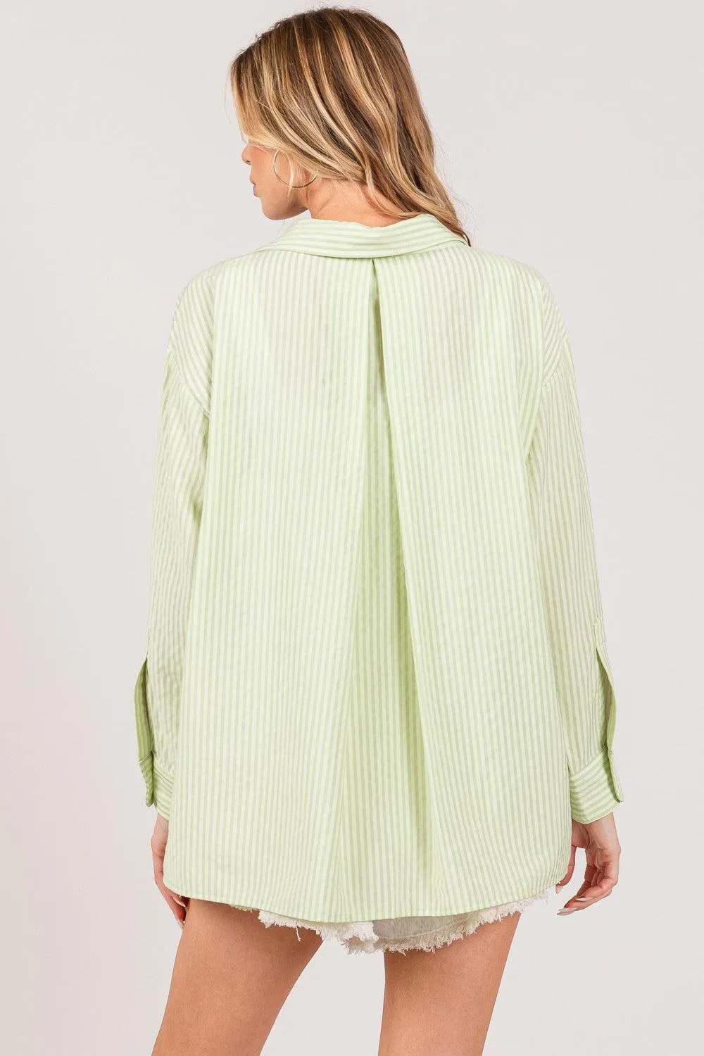 SAGE   FIG Striped Button Up Long Sleeve Shirt