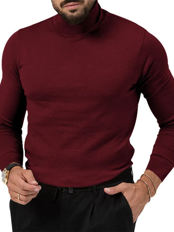 Simple base shirt high collar long sleeve T-shirt