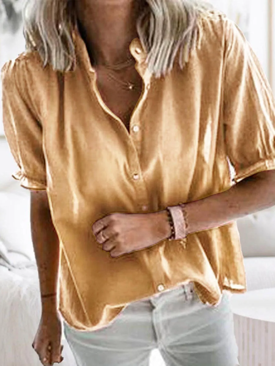 Simple Casual Loose Short Sleeve Shirt