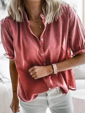 Simple Casual Loose Short Sleeve Shirt