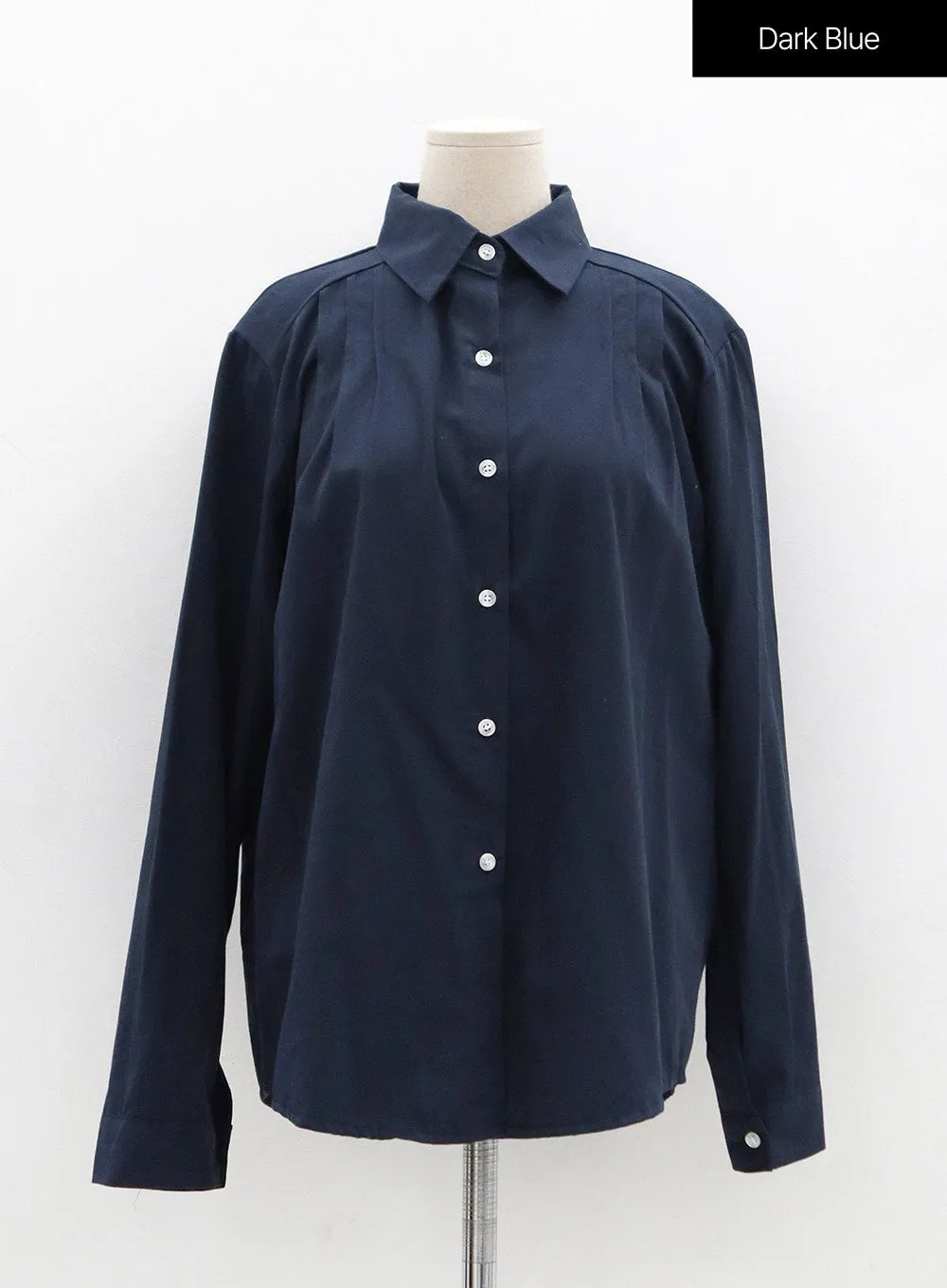 Simple Pintuck Cotton Long Sleeve Shirt OO04