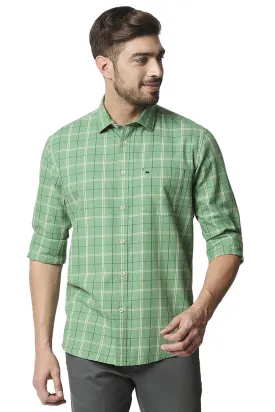 Slim Fit Twill Checks Shirt Shirt