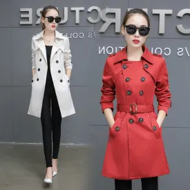 Slim Women Trench Coat Plus Size Mid-length