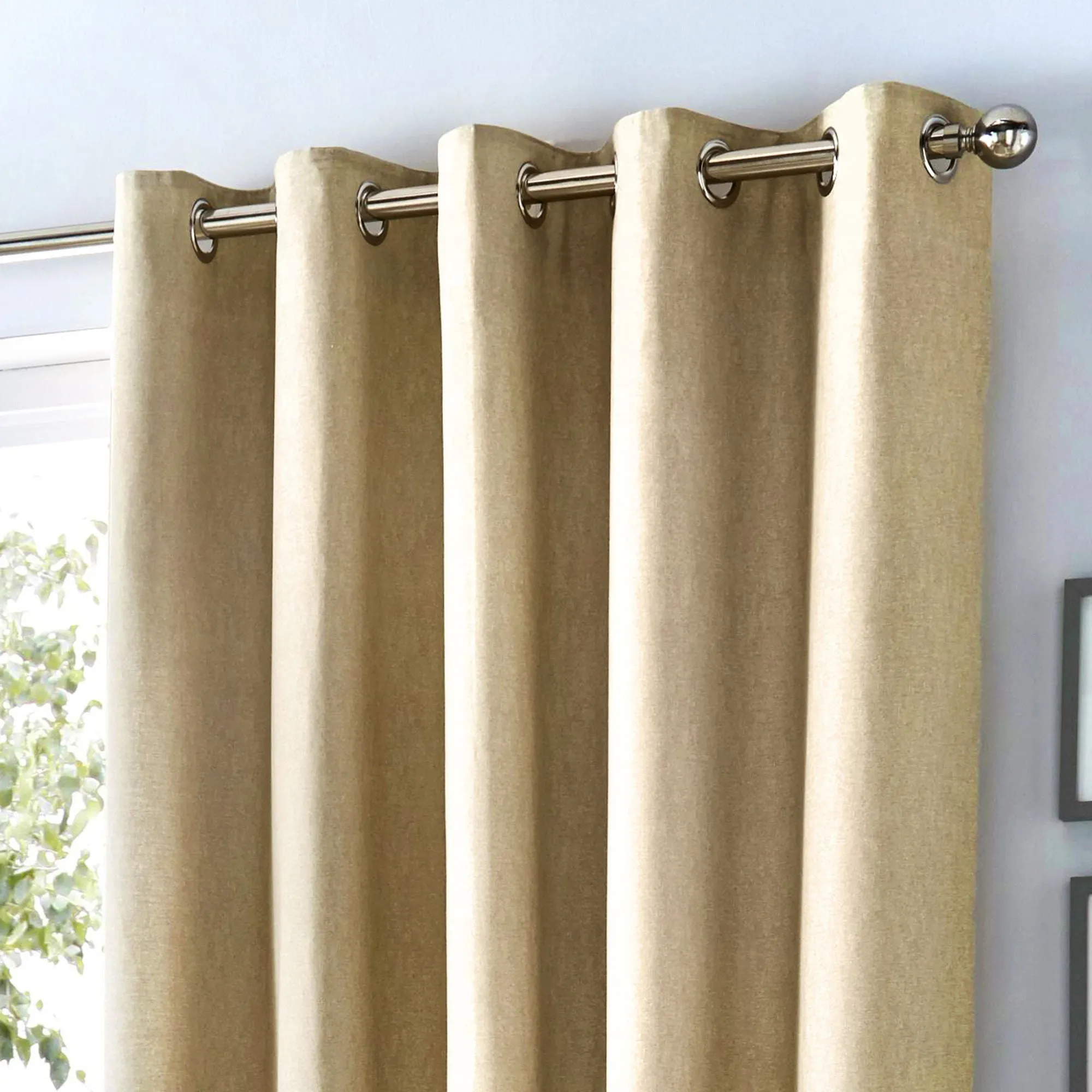 Sorbonne Pair of Eyelet Curtains by Fusion in Natural