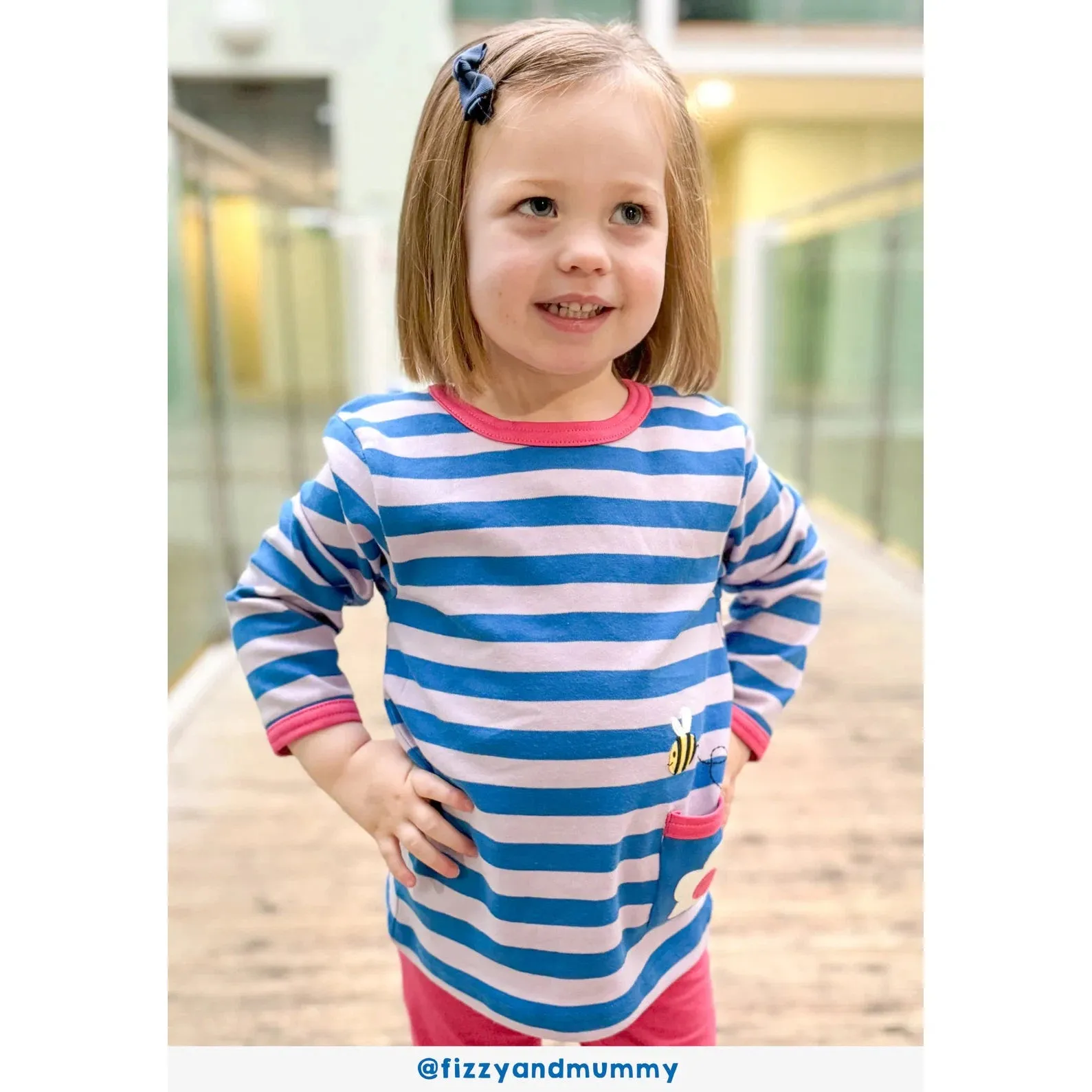 Striped Daisy Applique Long Sleeve Shirt