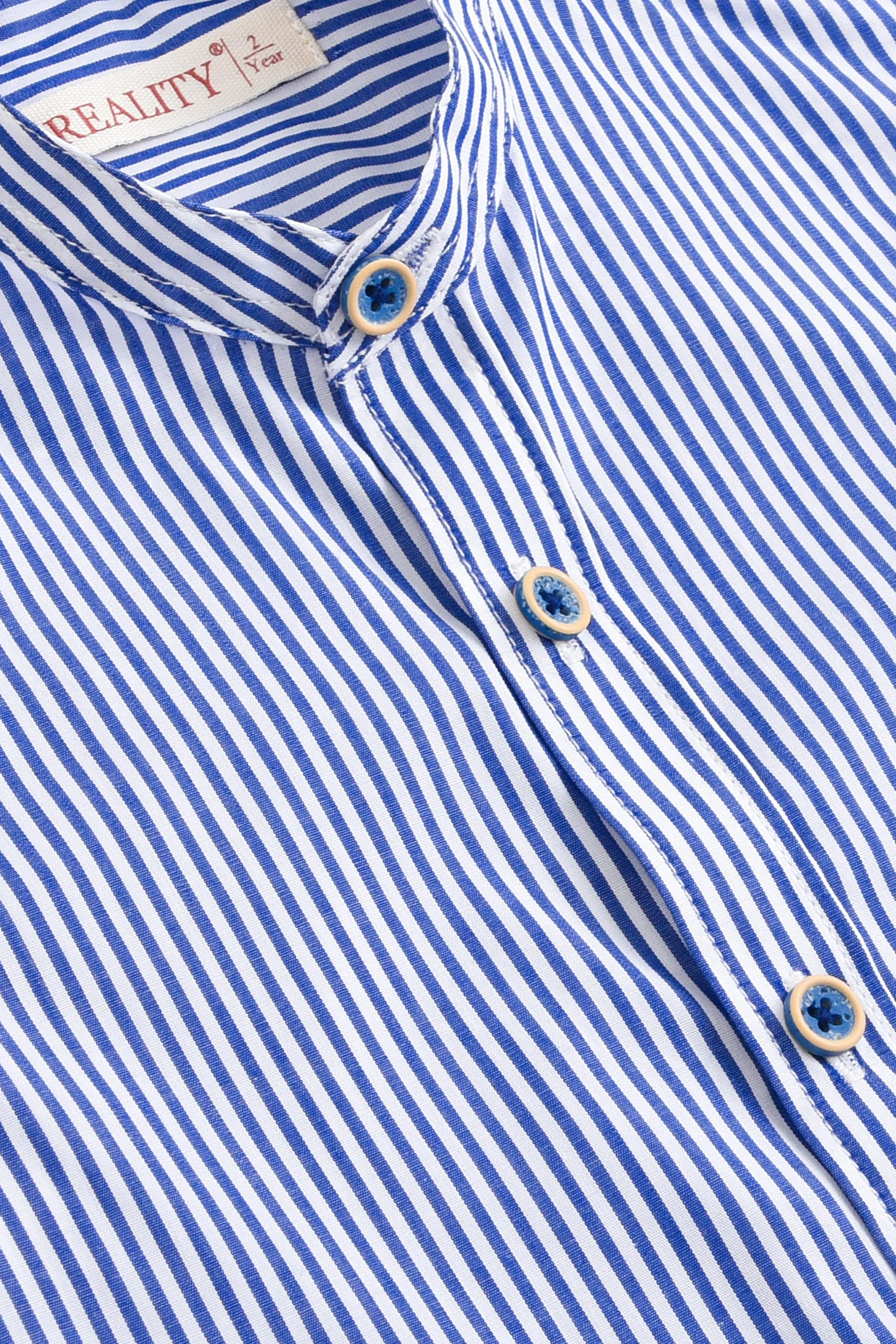 Striped Print Blue Casual Shirt