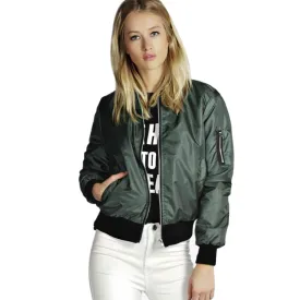 Stylish Casual Women's Zipper Windbreaker With Pocket For Spring