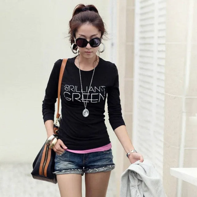 Summer Casual Long Sleeve O Neck T-shirt