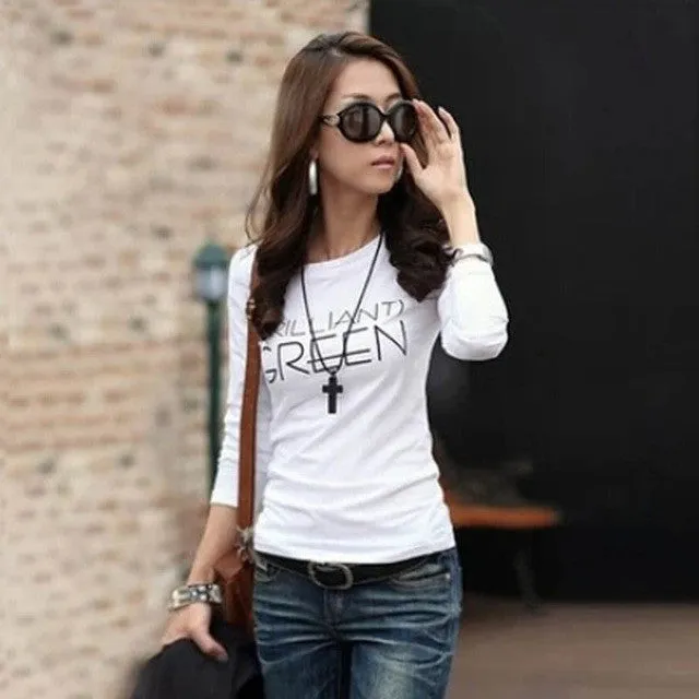 Summer Casual Long Sleeve O Neck T-shirt