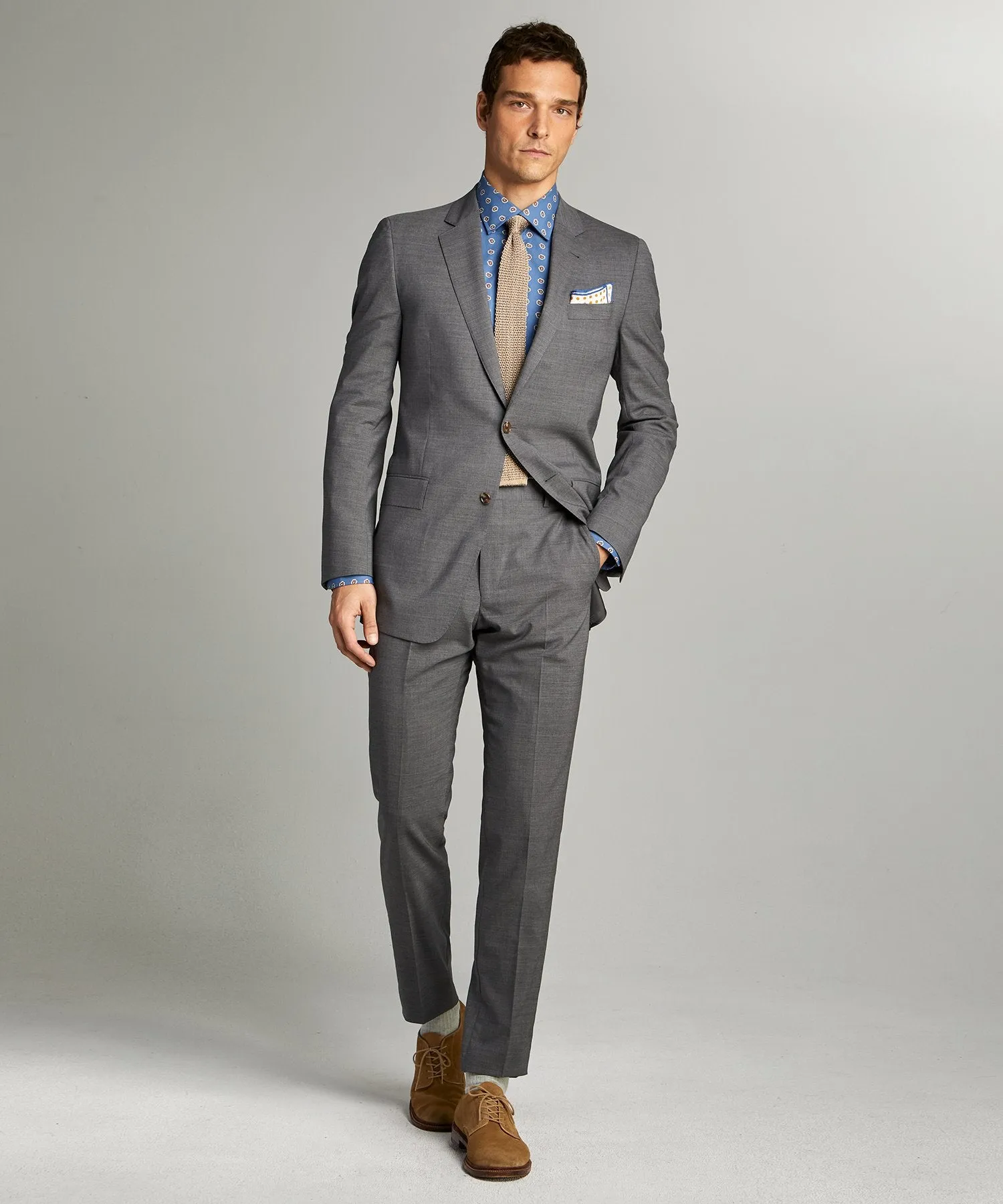 Sutton Tropical Wool Suit in Dark Charcoal