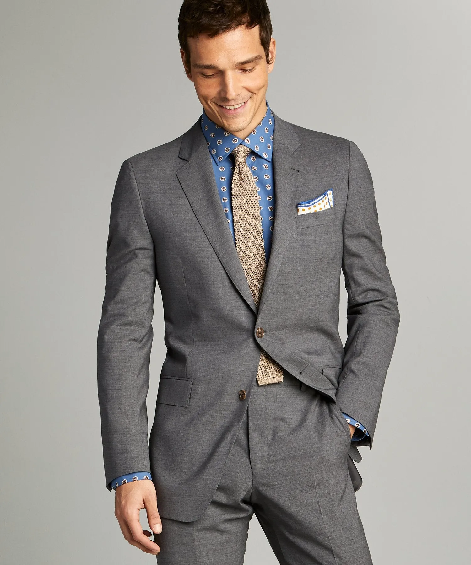 Sutton Tropical Wool Suit in Dark Charcoal