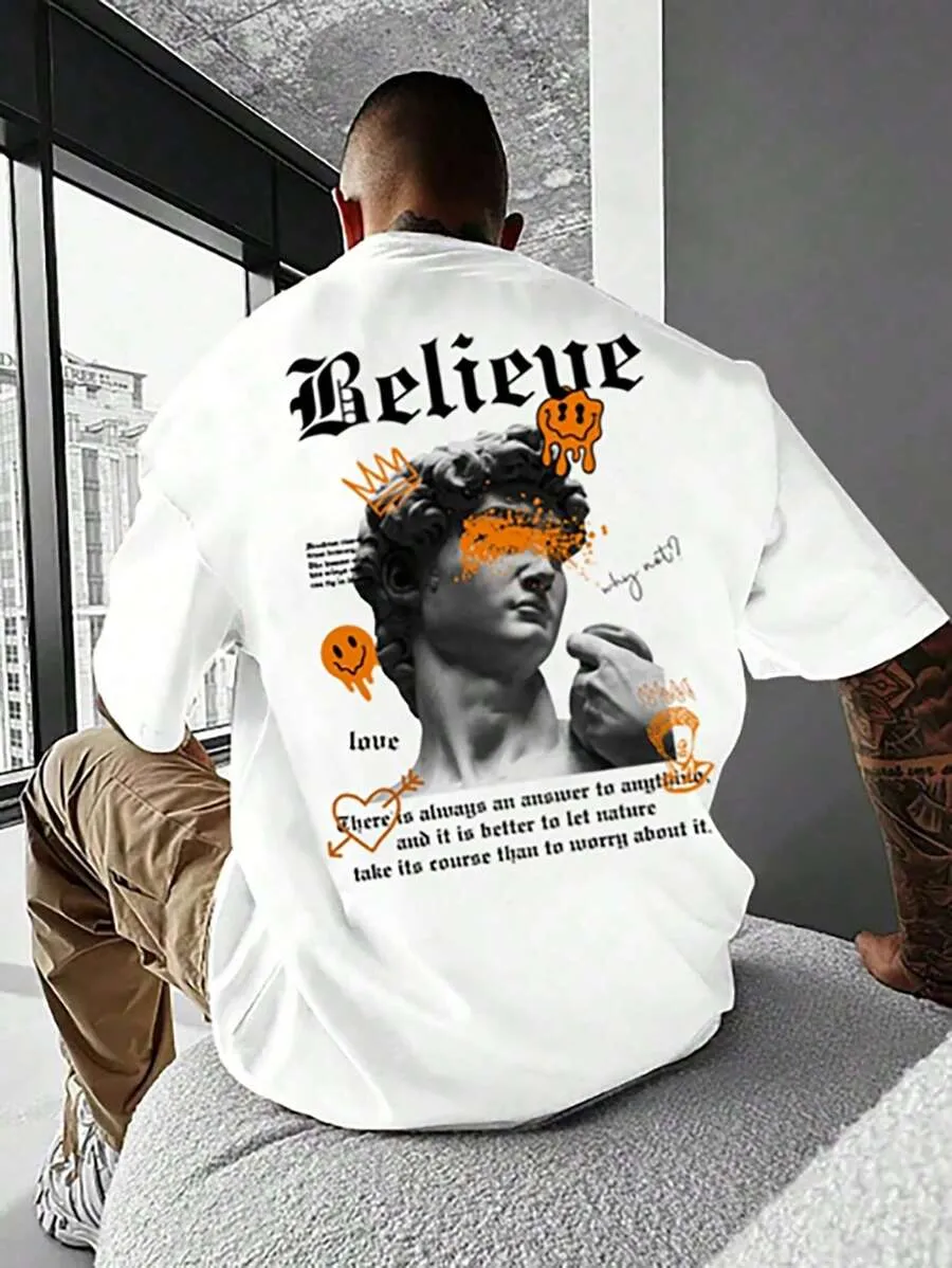 SXV  'believe’ Printed Cool Aesthetic Oversized Baggy T-shirt