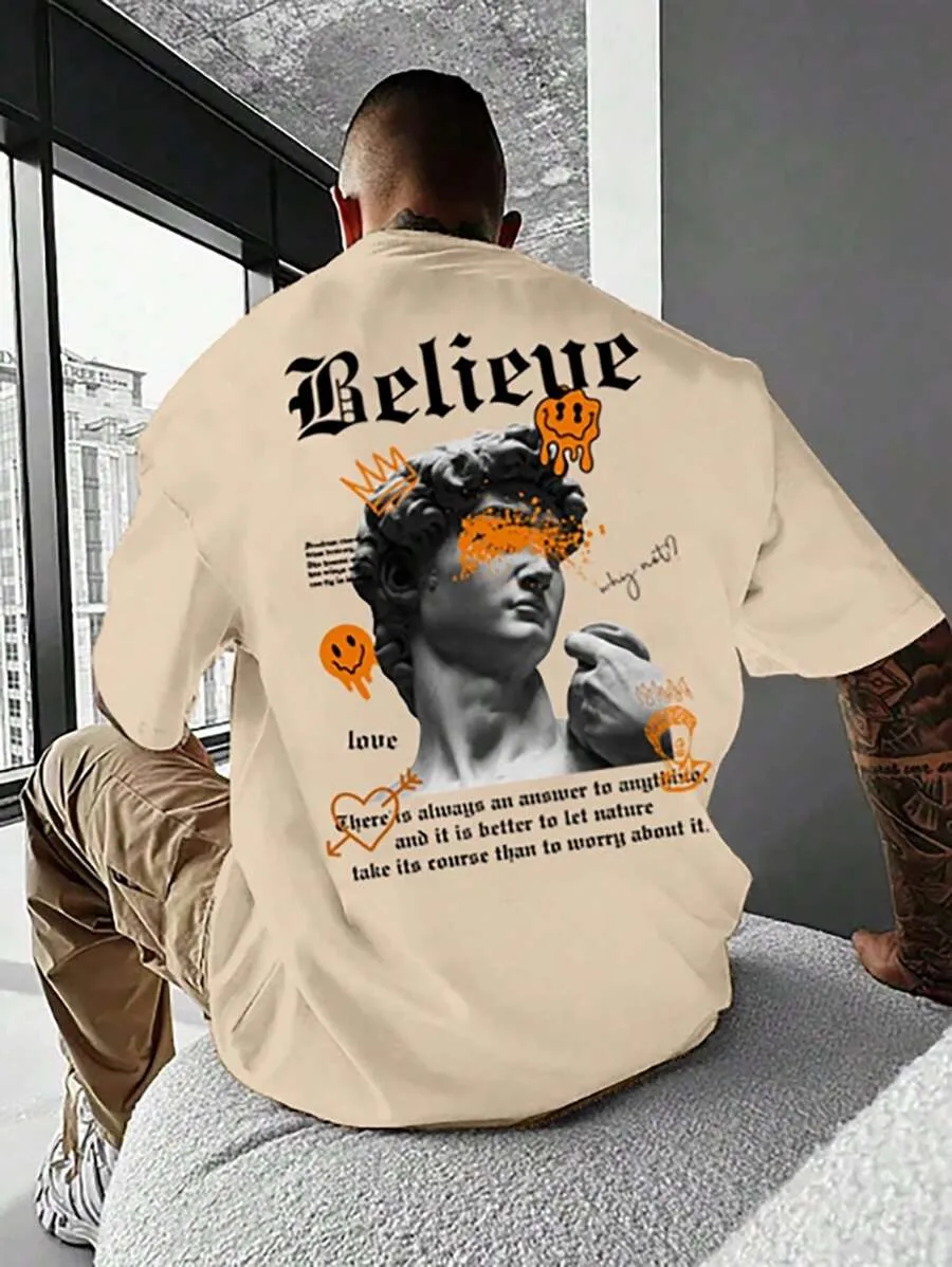 SXV  'believe’ Printed Cool Aesthetic Oversized Baggy T-shirt