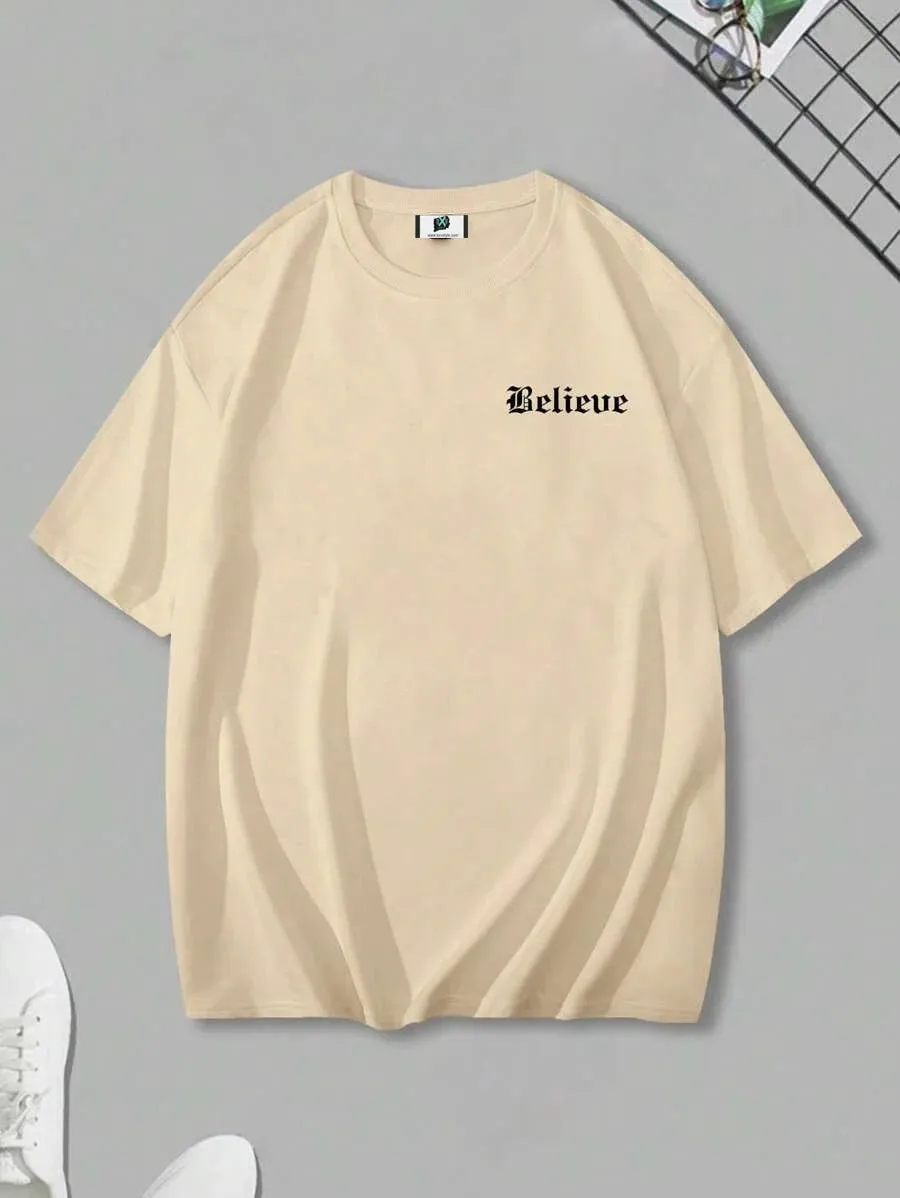 SXV  'believe’ Printed Cool Aesthetic Oversized Baggy T-shirt