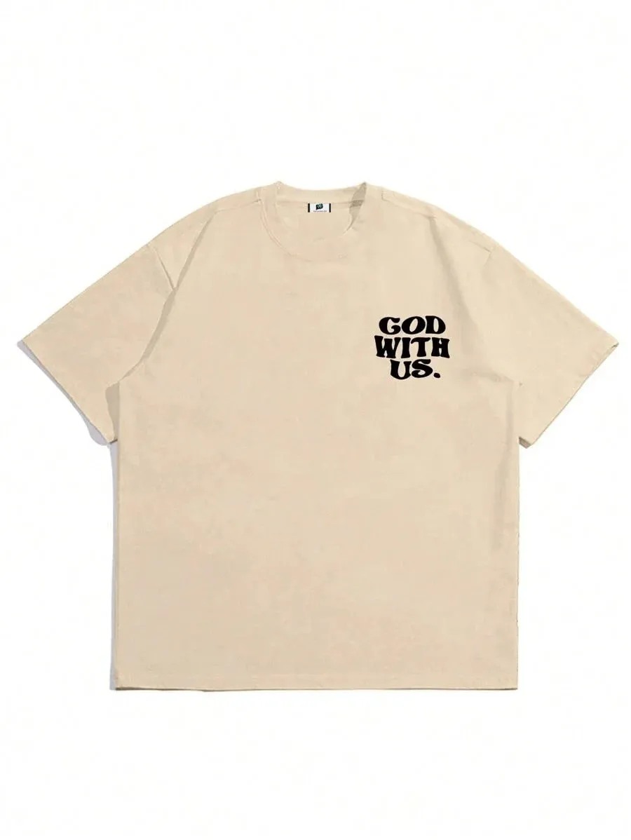 SXV  'God with us’ Printed Cool Aesthetic Oversized Baggy T-shirt