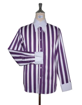 Tab Collar Shirt | Purple Striped Tab Collar Shirt