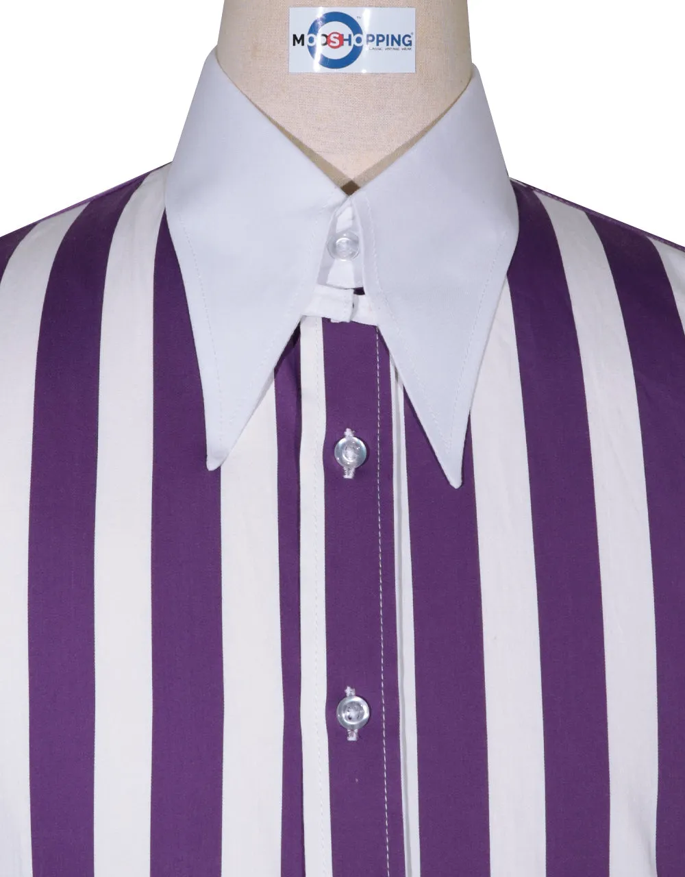 Tab Collar Shirt | Purple Striped Tab Collar Shirt