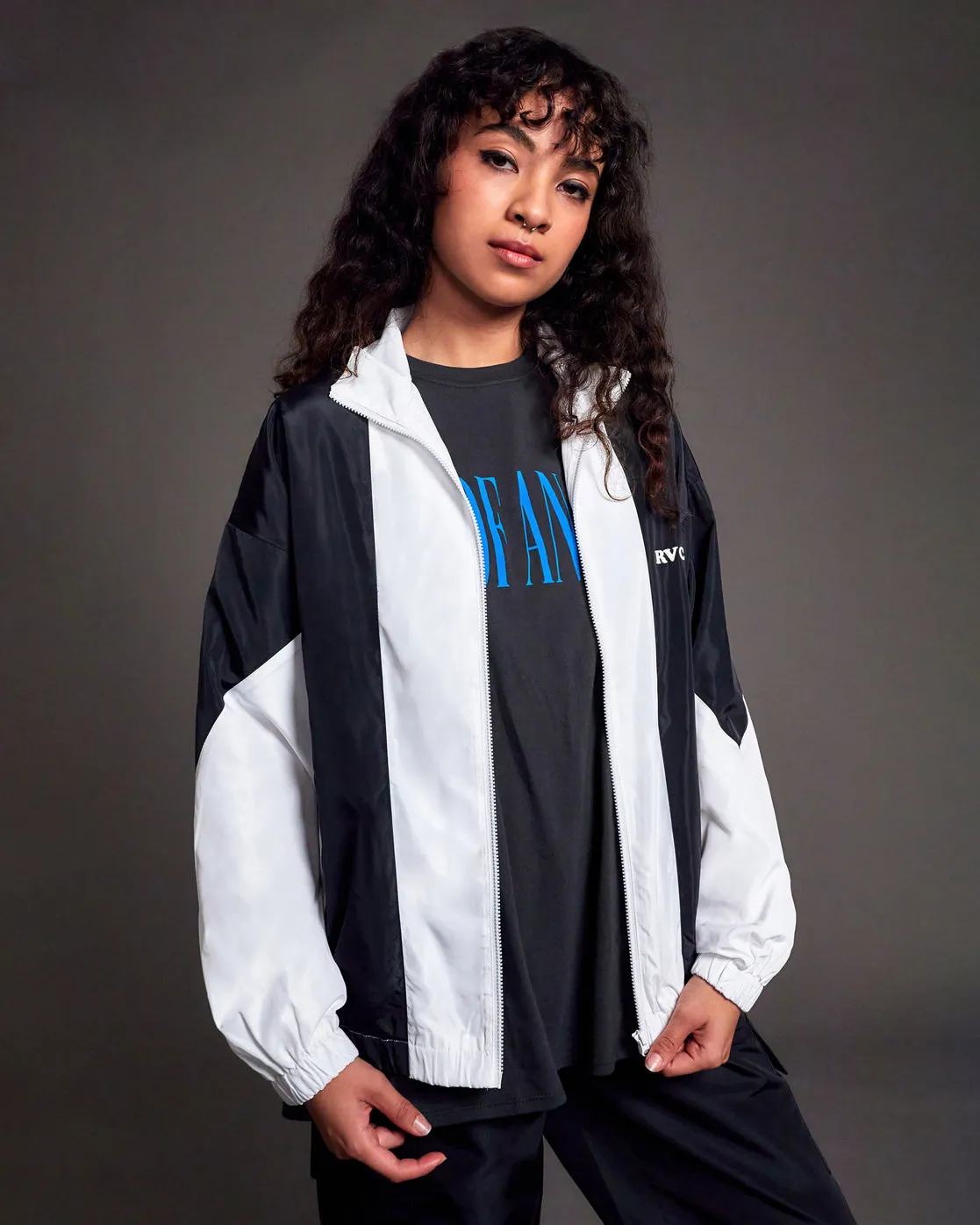 Throwback Windbreaker Jacket - Black/White