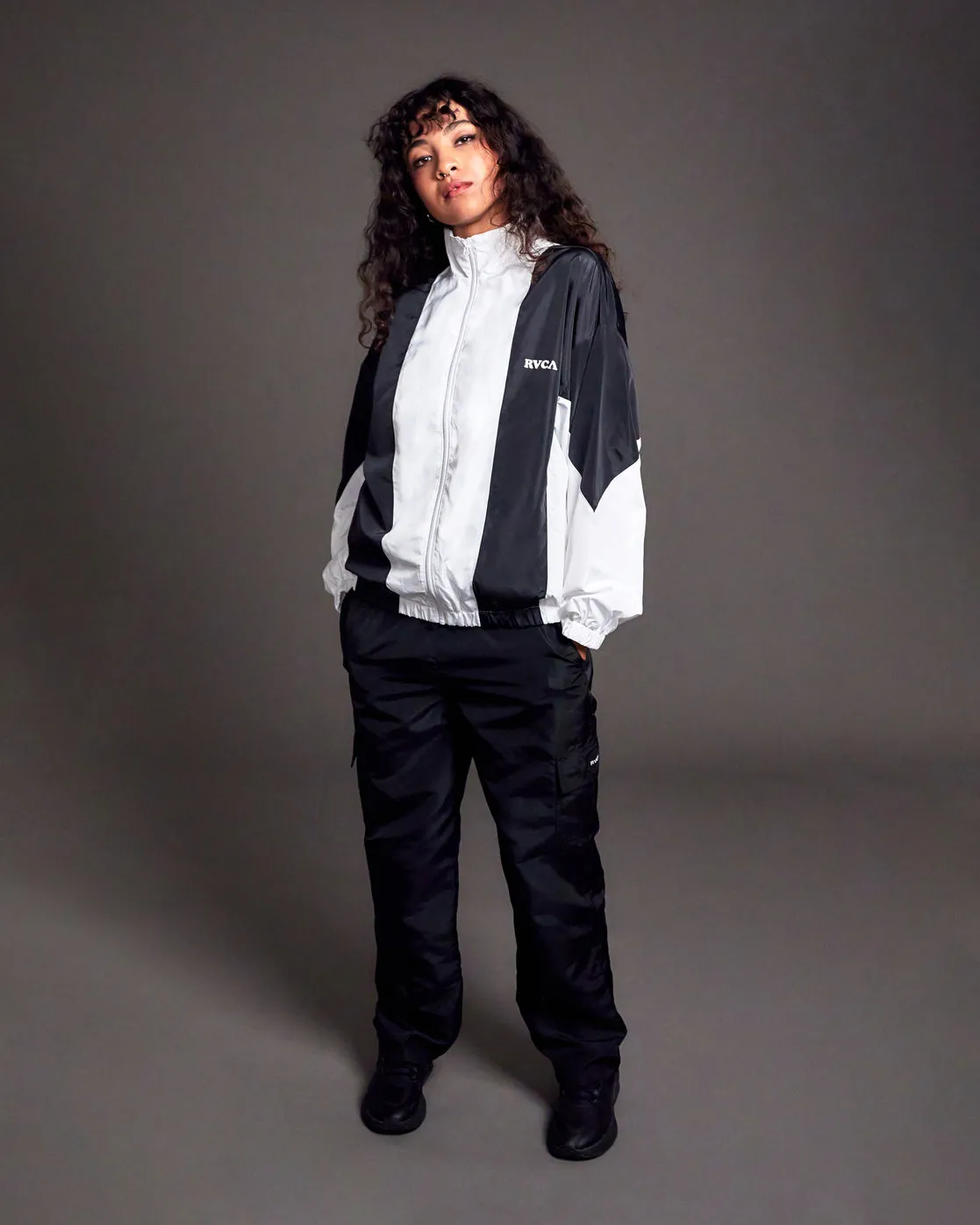 Throwback Windbreaker Jacket - Black/White