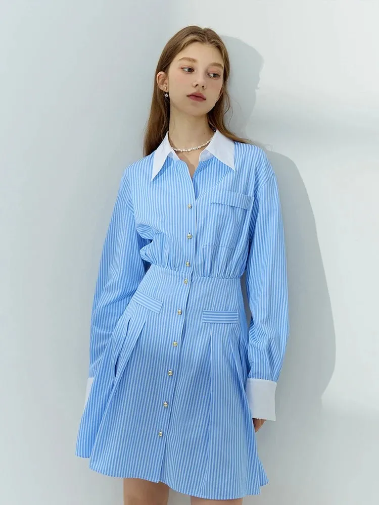 Trendy Summer Stripe Shirt Dress