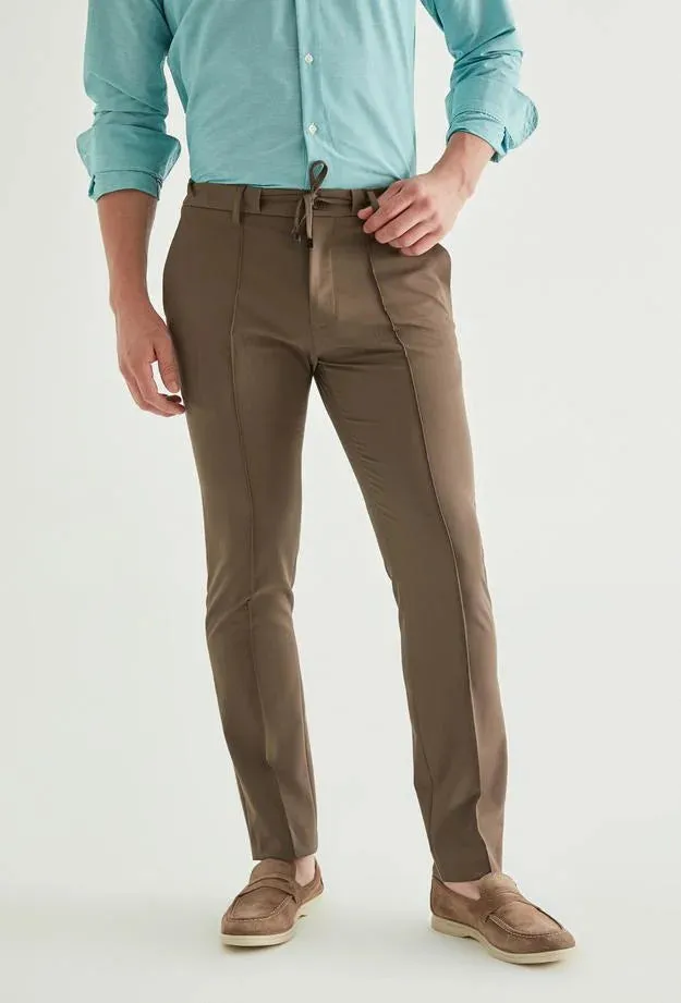 Twn Slim Fit Brown Straight Recycle Jogger Pants