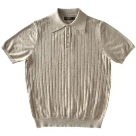 Vintage Men's Polo Retro Striped Knitted Shirt - Short Sleeves